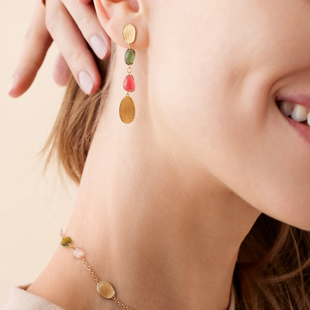 Marco Bicego tourmaline gemstone earrings in 18k gold