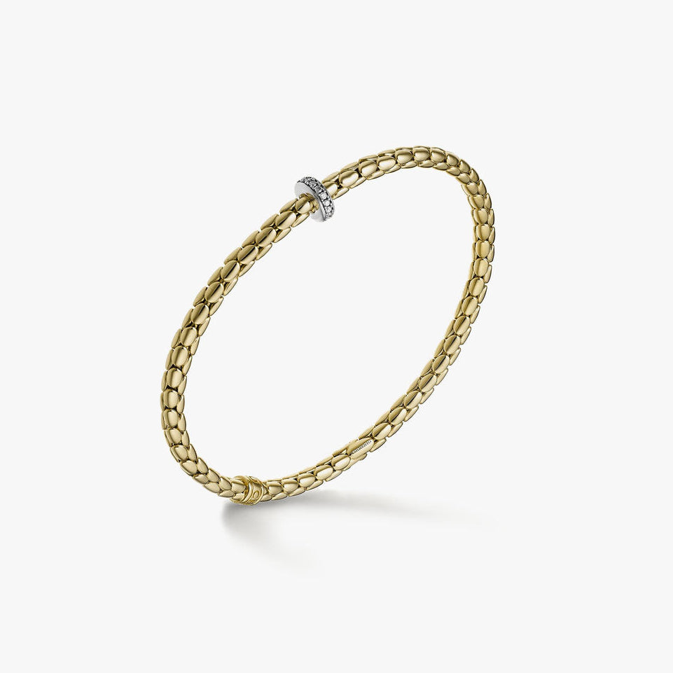 Chimento Stretch Bracelet (1 Disc) in 18k Yellow Gold with White Diamonds