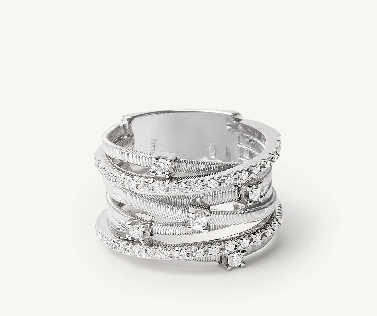 Marco Bicego Goa 18k White Gold Diamond Ring 7 Strand - Orsini Jewellers