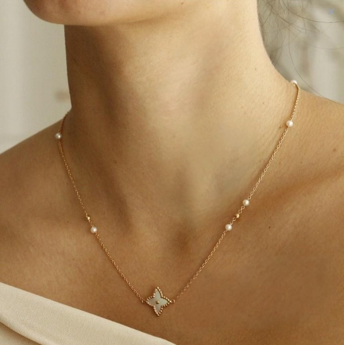 Al Coro Palladio Necklace with Mother of Pearl and diamond detail - Orsini Jewellers