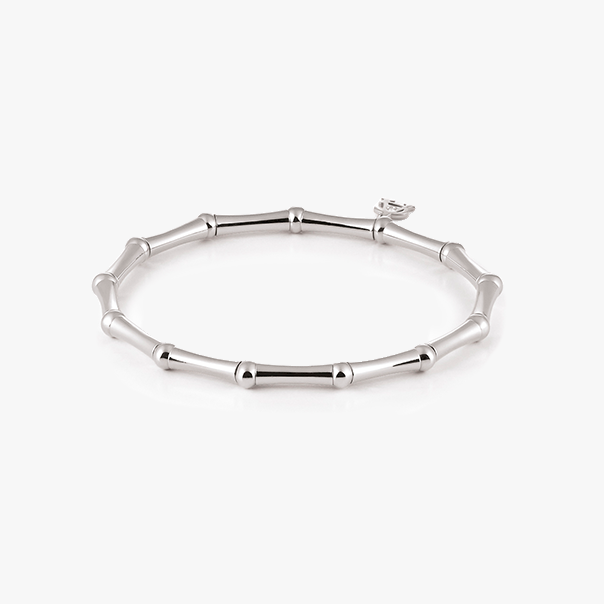 Al Coro Bamboo Stretchy Bracelet in 18k White Gold A137W