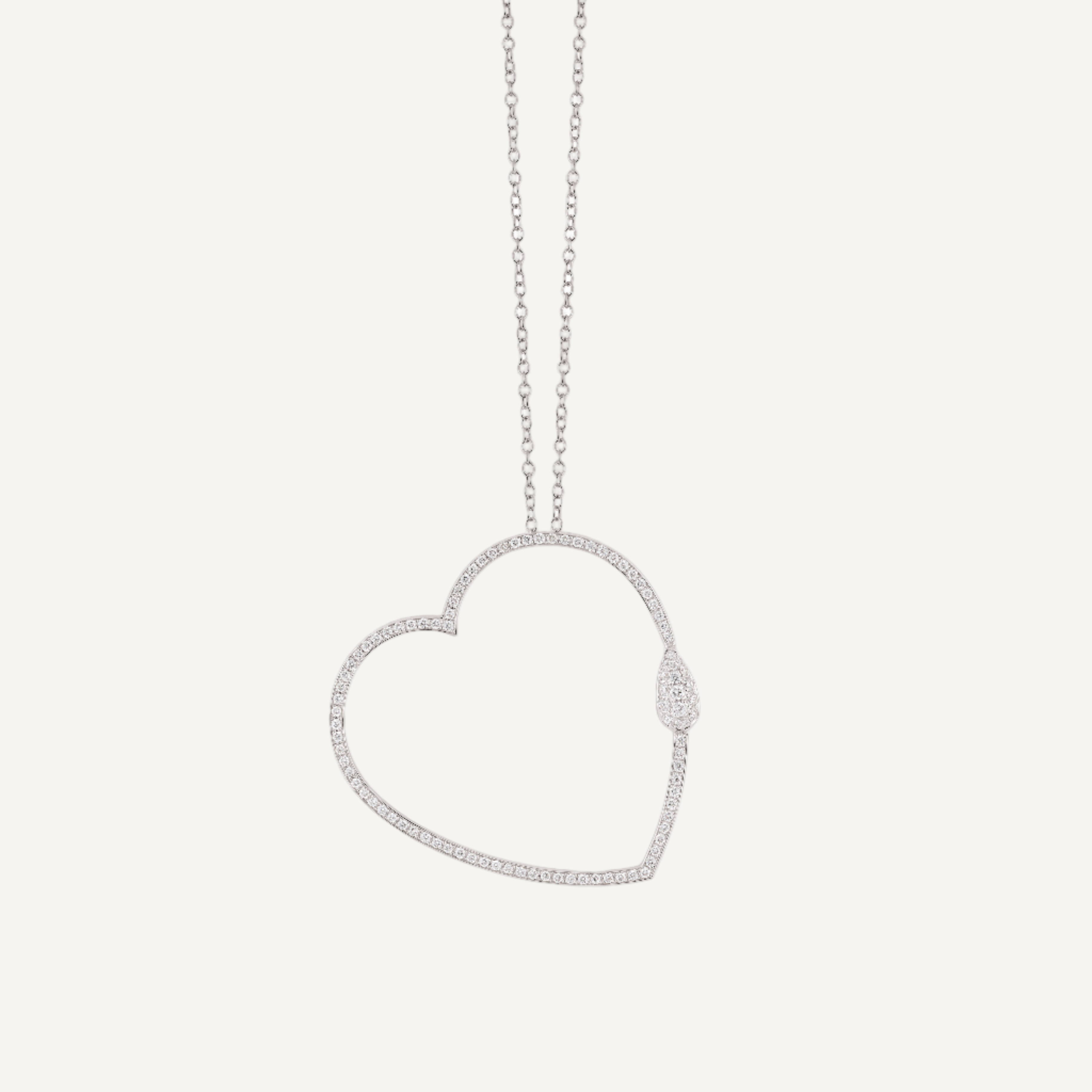 Al Coro Goccia Heart Diamond Pendant in 18k White Gold C359WW