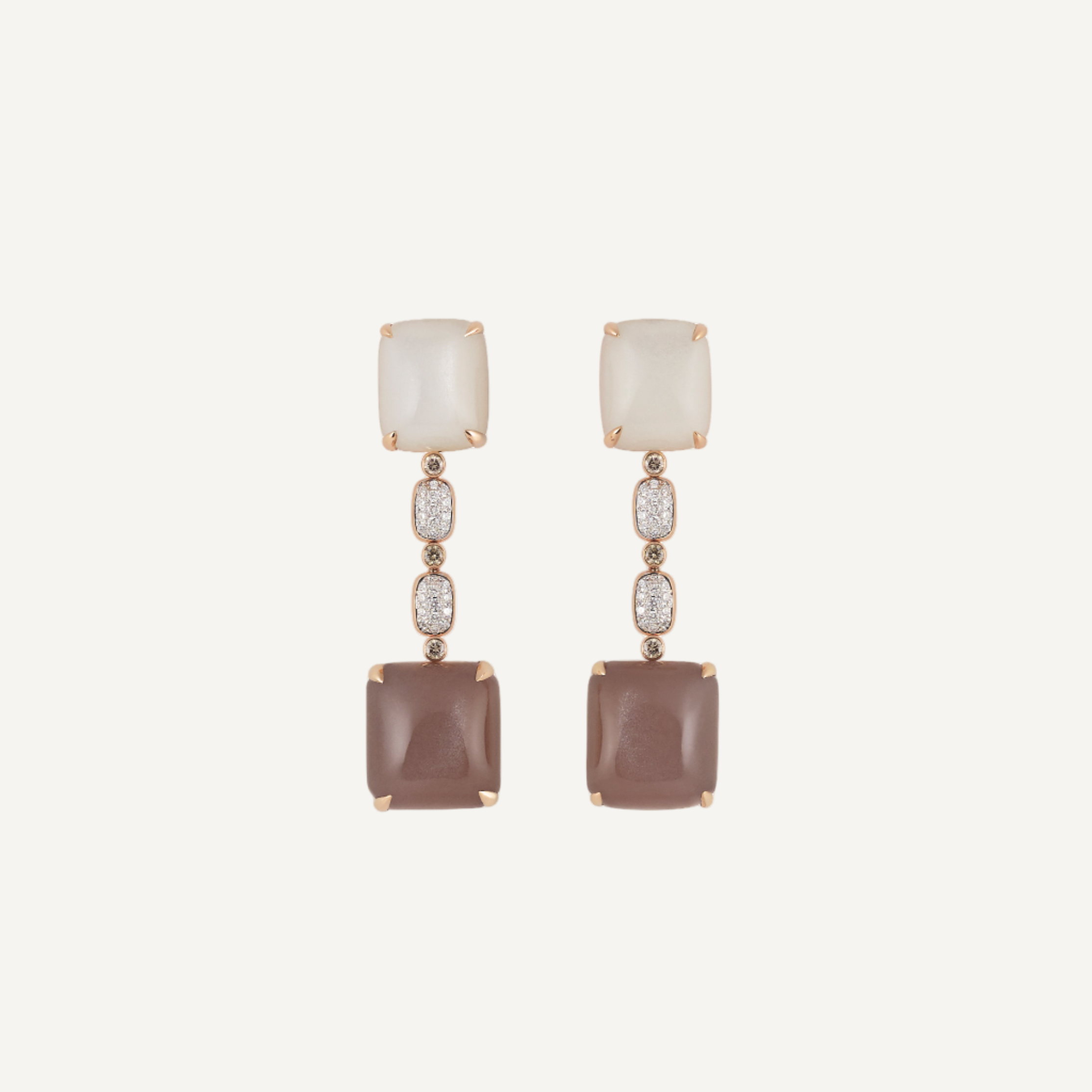 Al Coro La Piazza Moonstone Earrings in 18k Rose Gold
