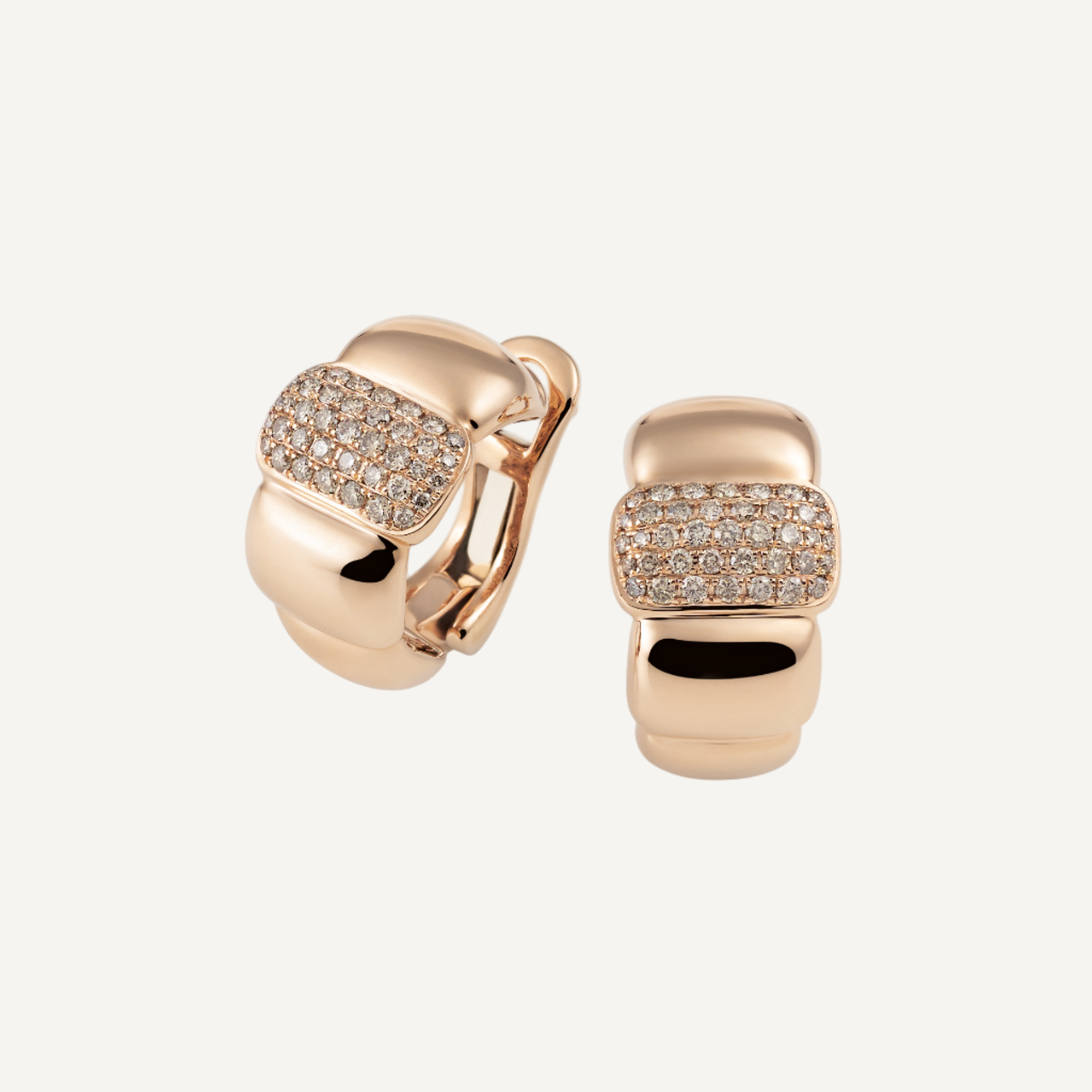 Al Coro La Piazza Earrings in 18k Rose Gold with Brown Diamonds - NE361BDR