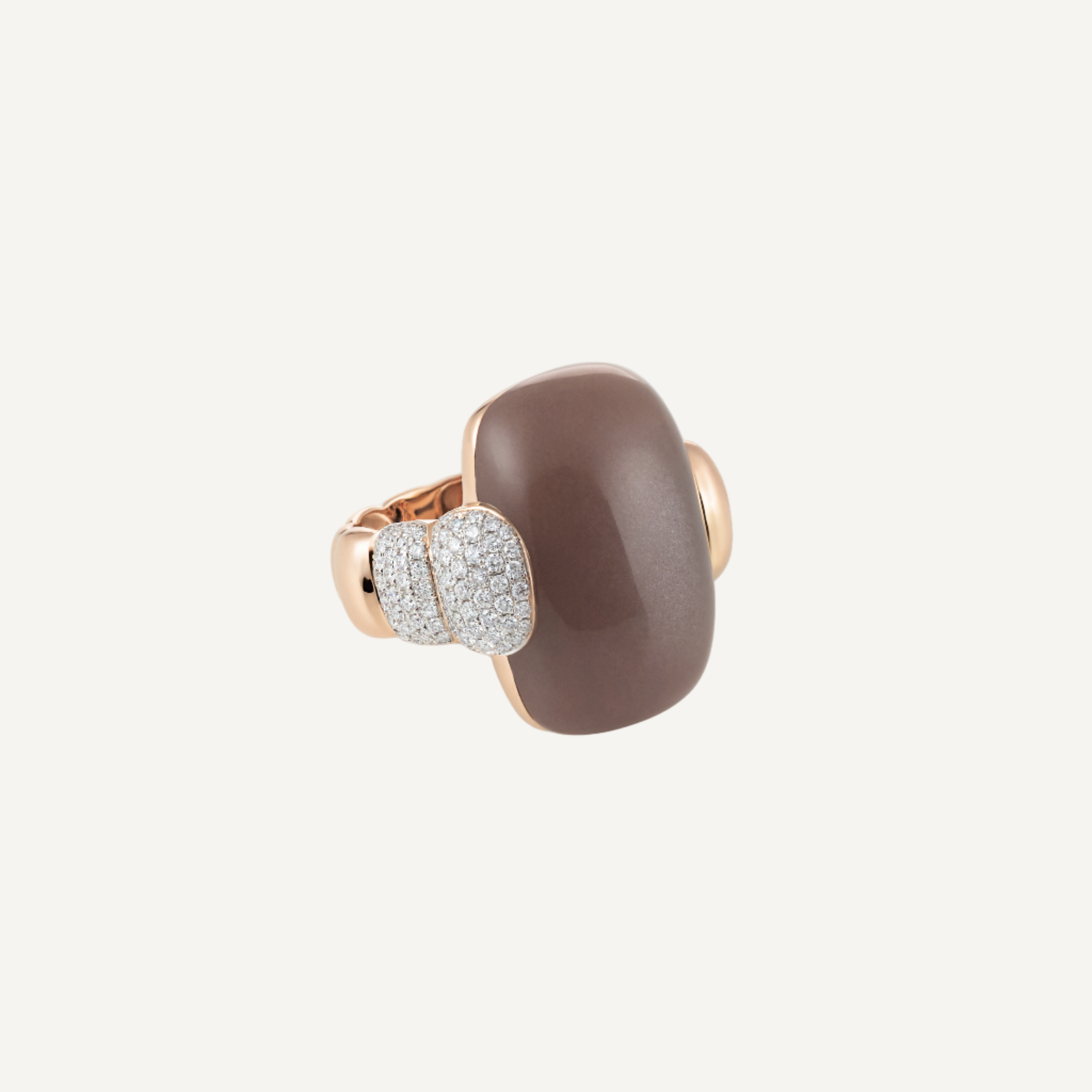 Al Coro La Piazza Chocolate Moonstone Ring in 18k Rose Gold with Diamonds