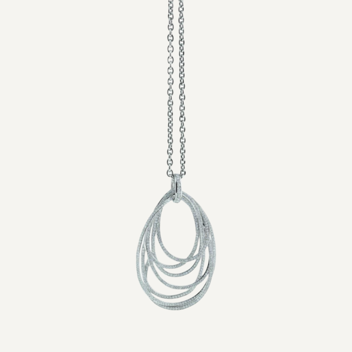 Al Coro Mezzaluna Diamond Pendant in 18k White Gold