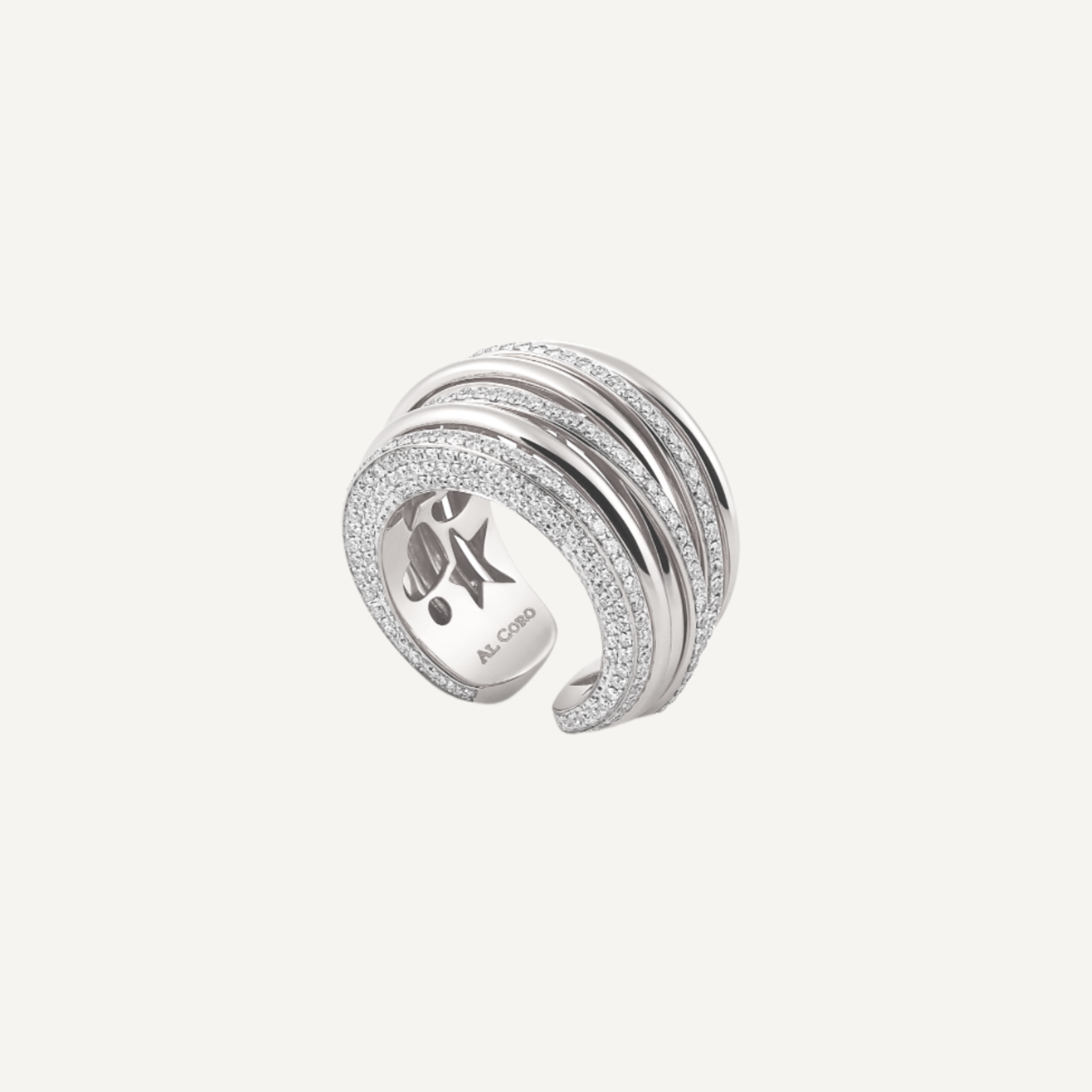 Al Coro Mezzaluna Ring in 18k White Gold