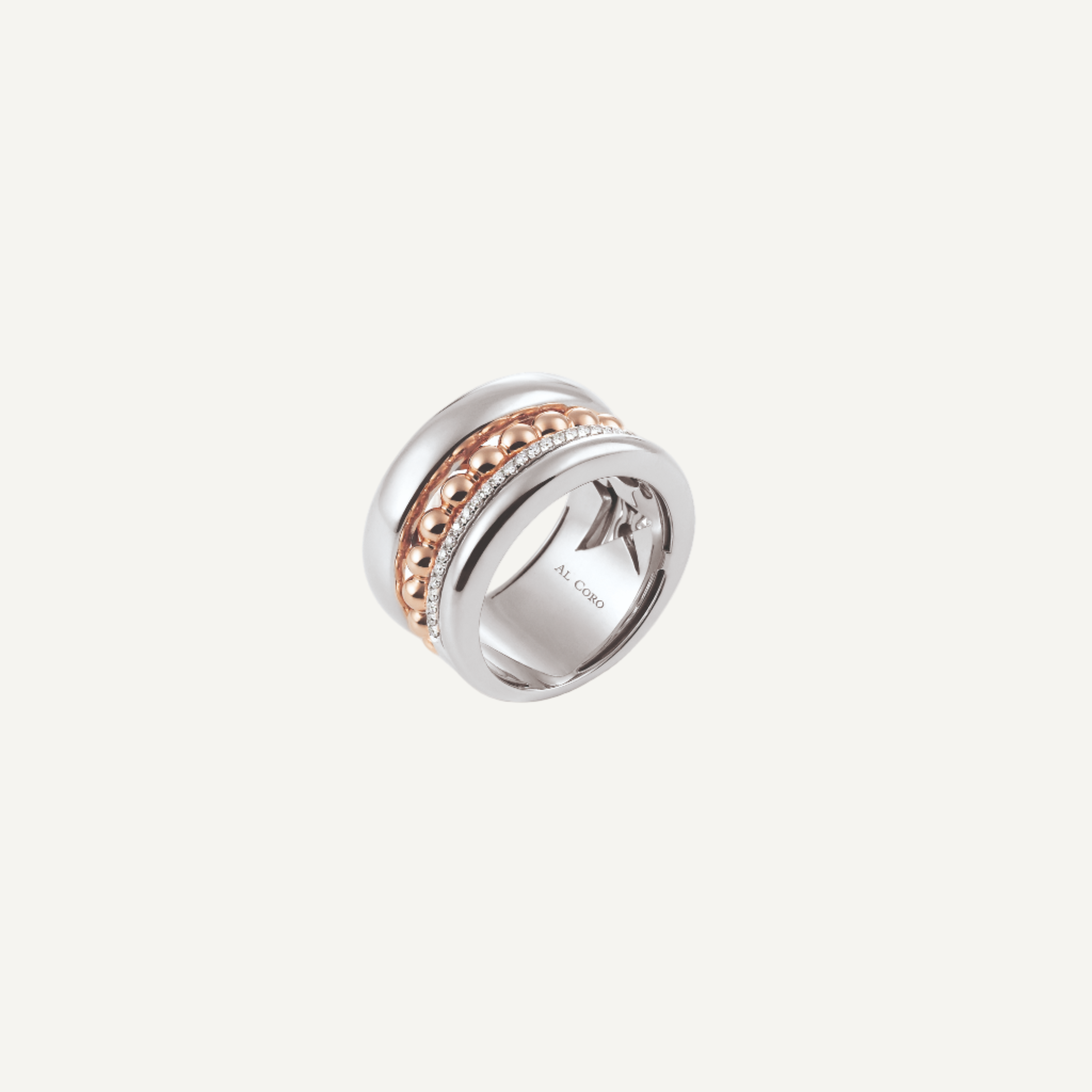 Al Coro Palladio Ring in 18k White and Rose Gold