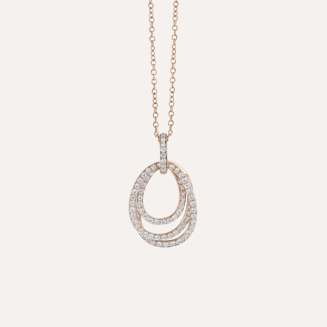 Al Coro Serenata 18k Gold and Diamond Oval Drop Necklace
