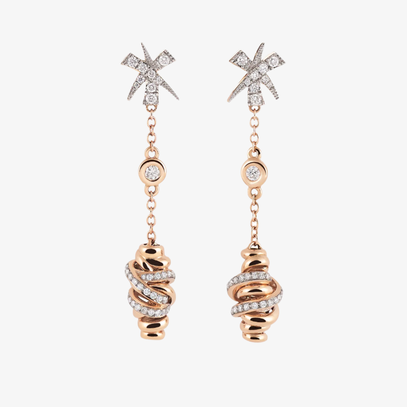 Al Coro Serenata Earrings in 18k Rose Gold (6.90g) with 106 White Diamonds (0.75ct) - E2342WR