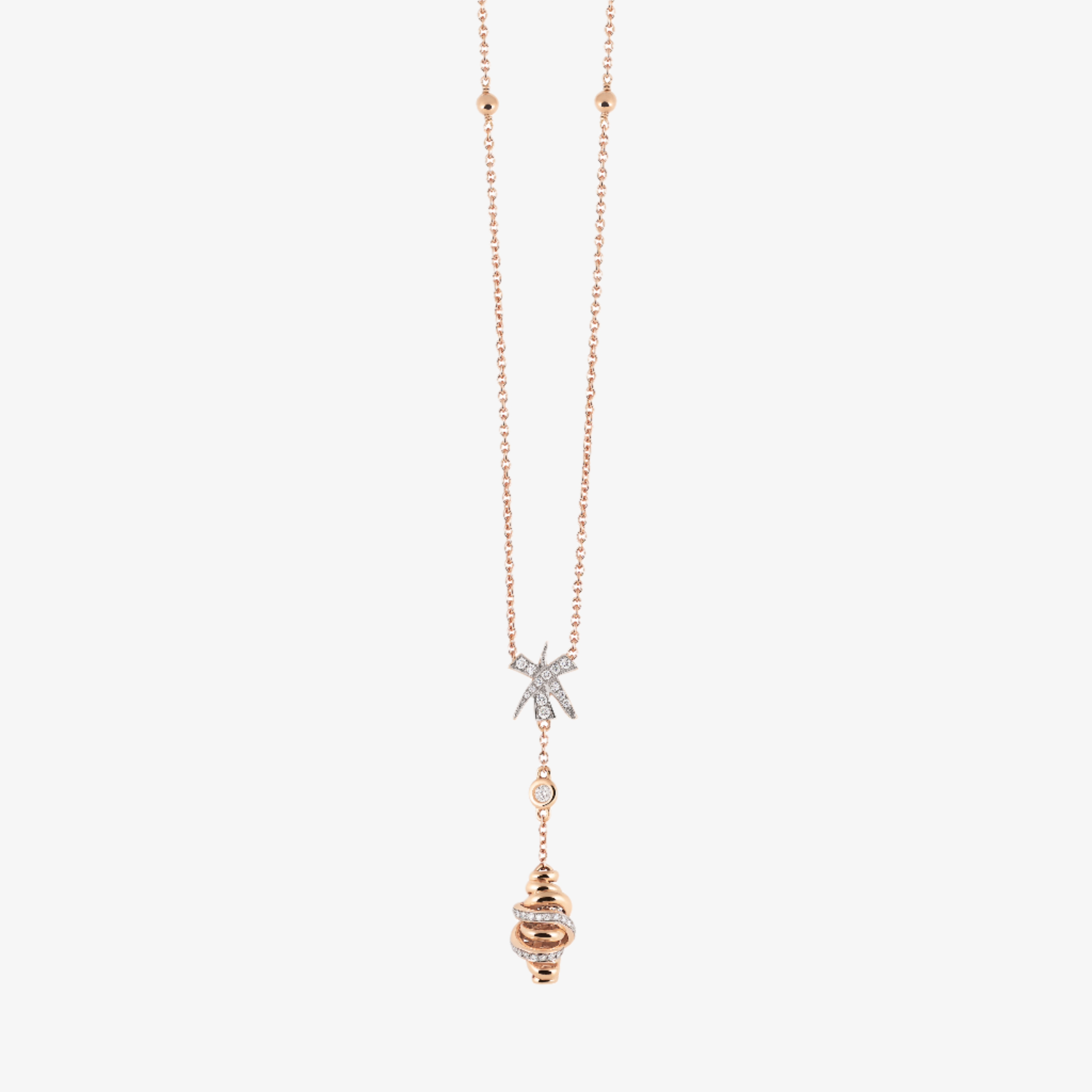 Al Coro Serenata Necklace in 18k Rose Gold (8.60g) with 60 White Diamonds (0.42ct) - C379WR