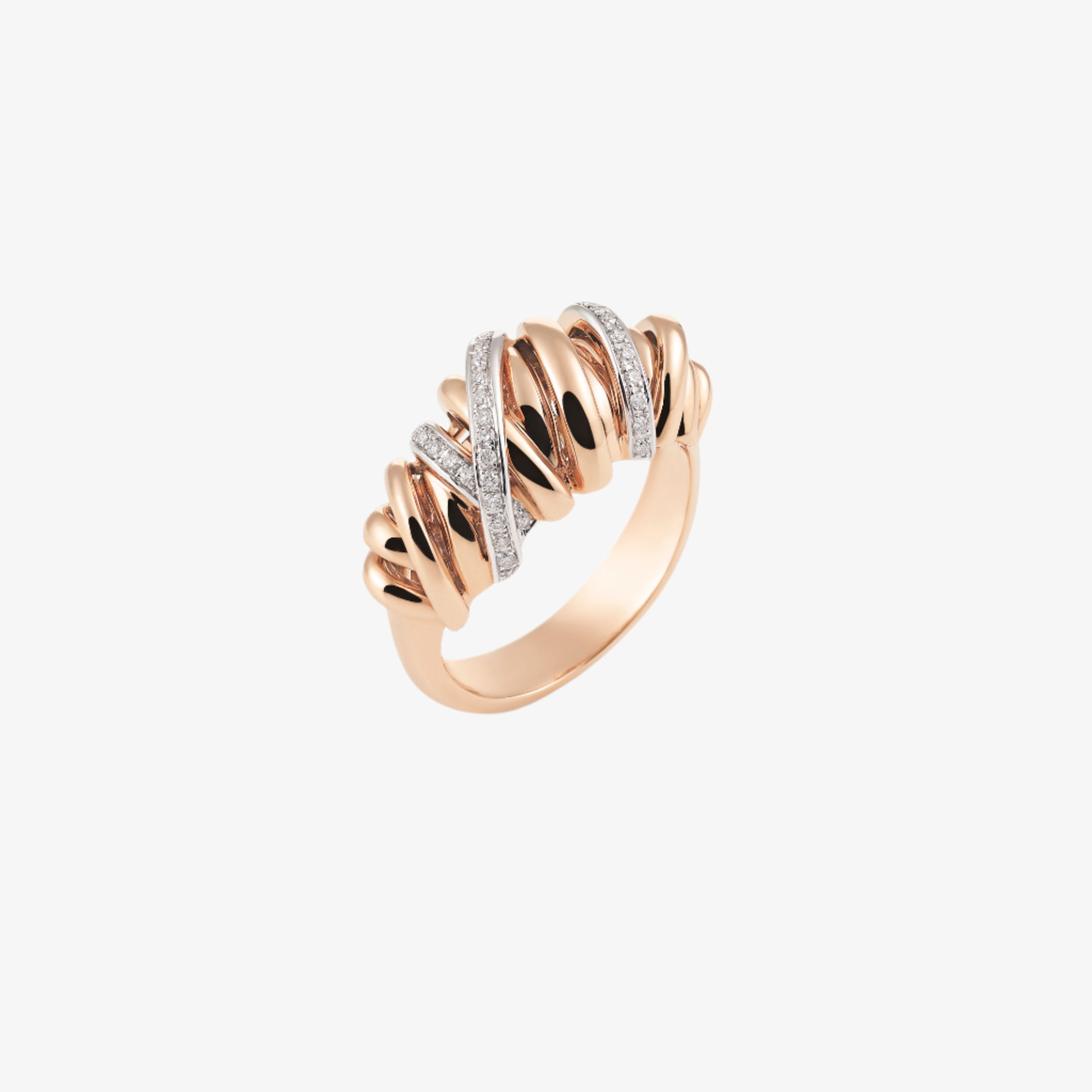 Al Coro Serenata Ring in 18k Rose Gold (7.60g) with 38 White Diamonds (0.19ct) - Size 55 - R7683WR