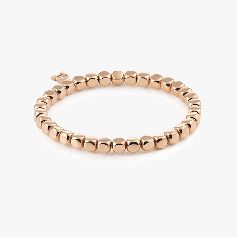 Al Coro Square Stretchy Bracelet in 18k Rose Gold Large Cubes A033R