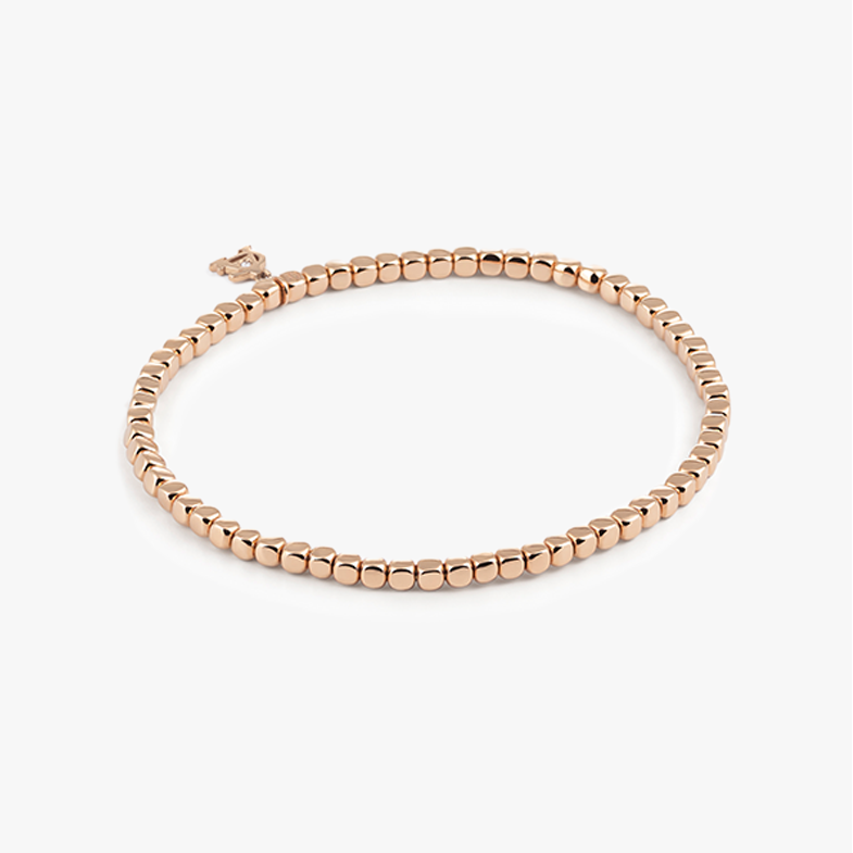 Al Coro Square Stretchy Bracelet in 18k Rose Gold Small Size Cubes