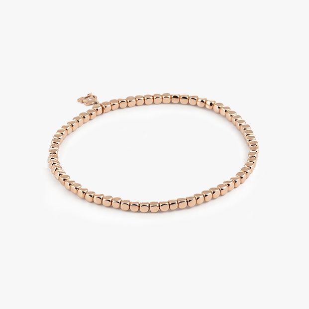 Al Coro Square Stretchy Bracelet in 18k Rose Gold Small Size Cubes