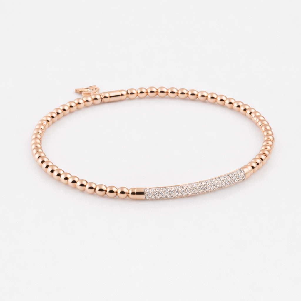 Al Coro Stretchy Bracelet with Diamonds in 18k Rose Gold
