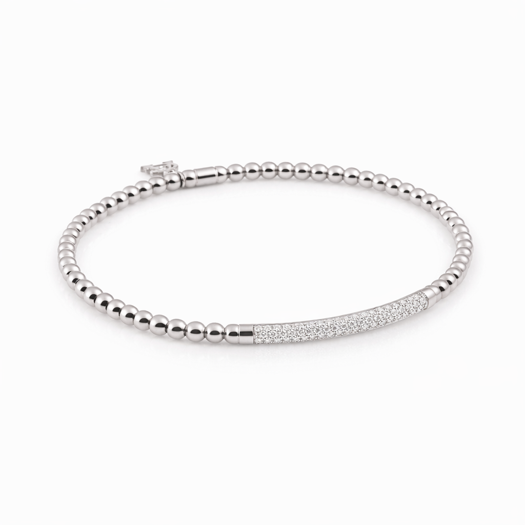 Al Coro Stretchy Bracelet with Diamonds in 18k White Gold A350W