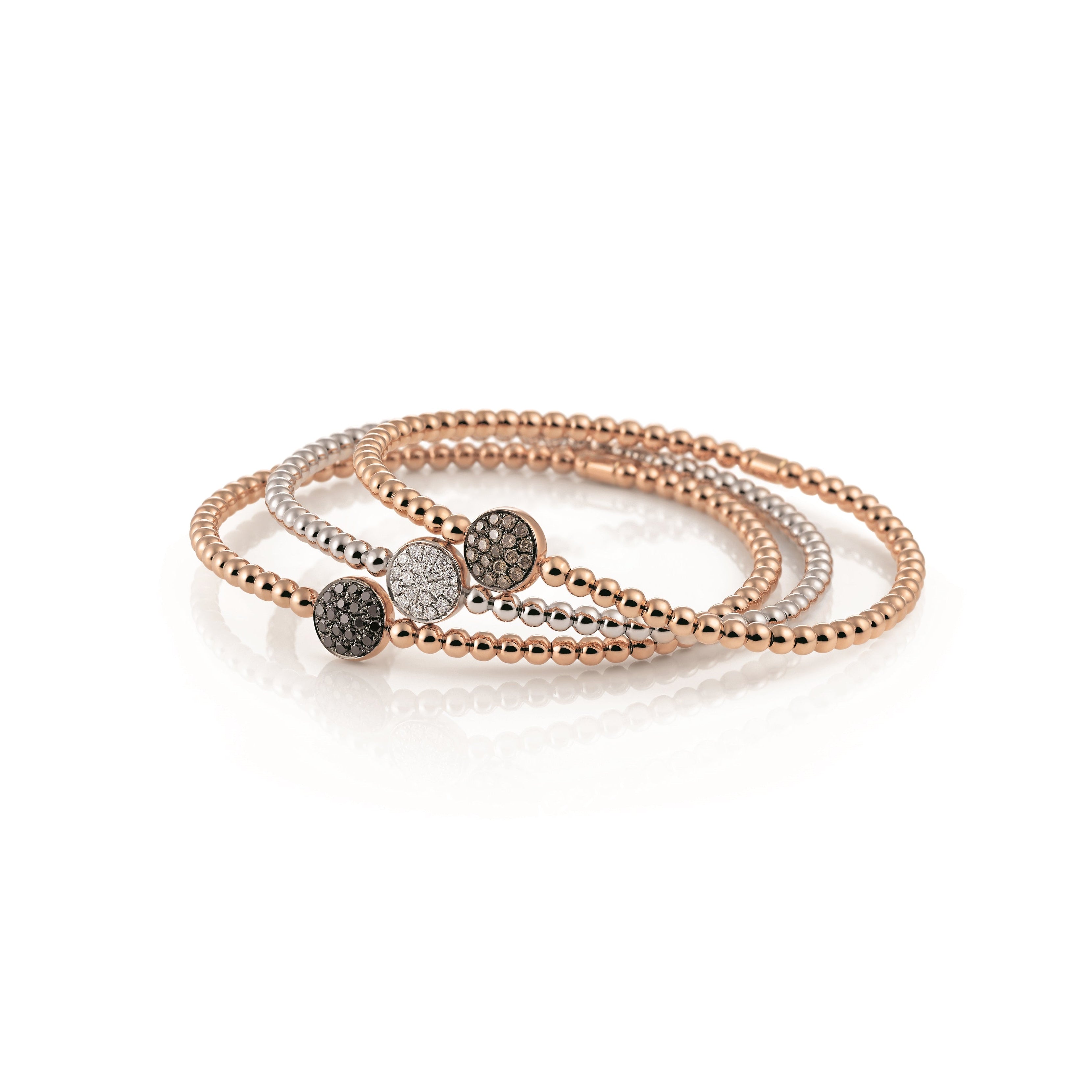 Al Coro Stretchy Bracelet in 18k Rose Gold with Brown Diamond Disc A150BWR17 orsini