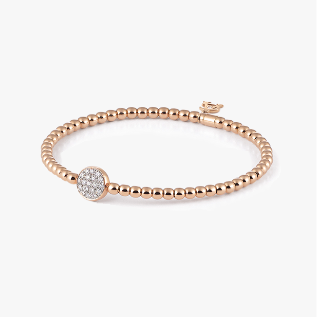 Al Coro Stretchy Bracelet in 18k Rose Gold with Diamond Disc A150R