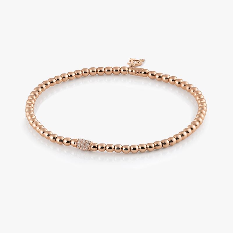 Al Coro Stretchy Bracelet in 18k Rose Gold with Brown Diamonds