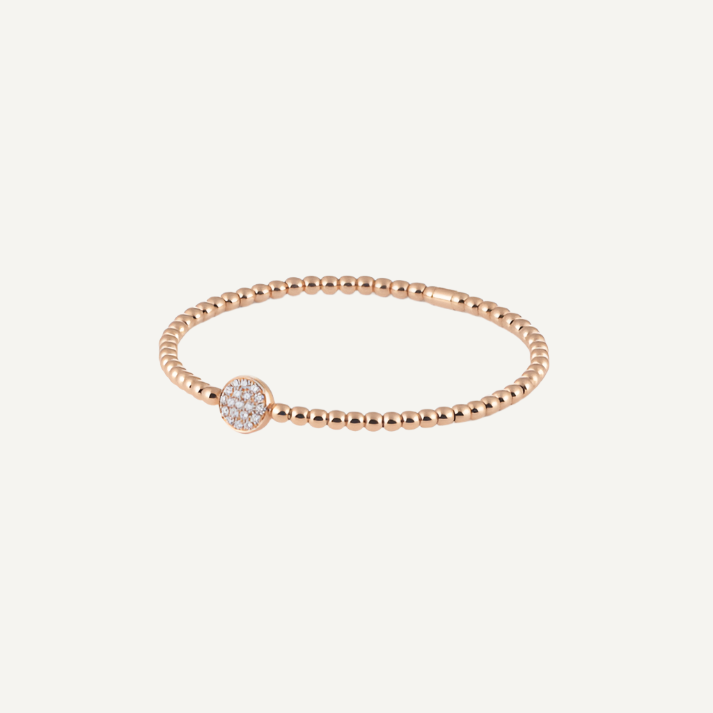 Al Coro Stretchy Bracelet in 18k Rose Gold with Diamond Disc