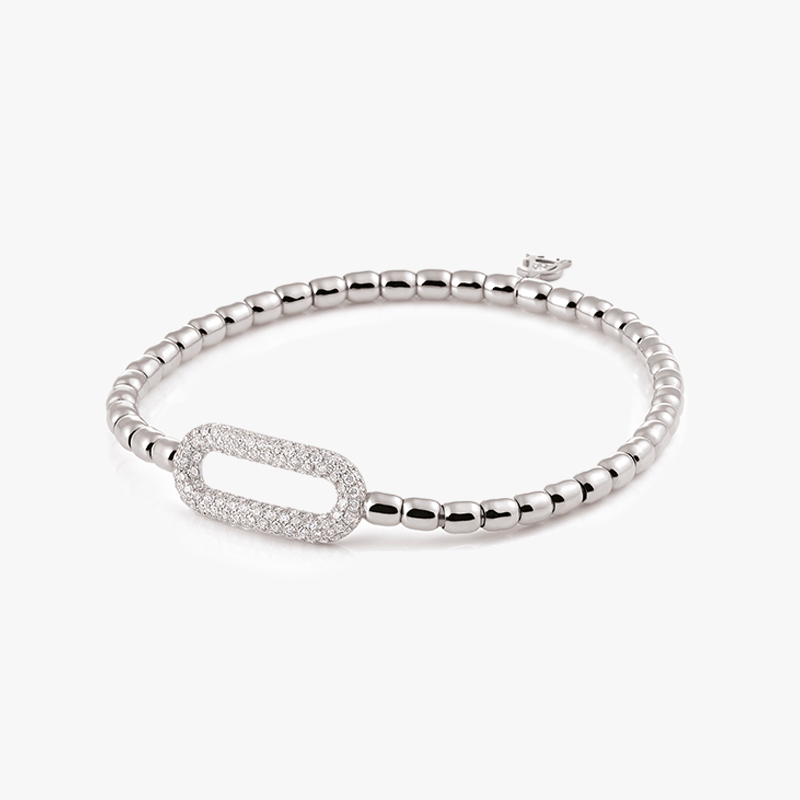 Al Coro Stretchy Bracelet in 18k White Gold with 131 Diamonds