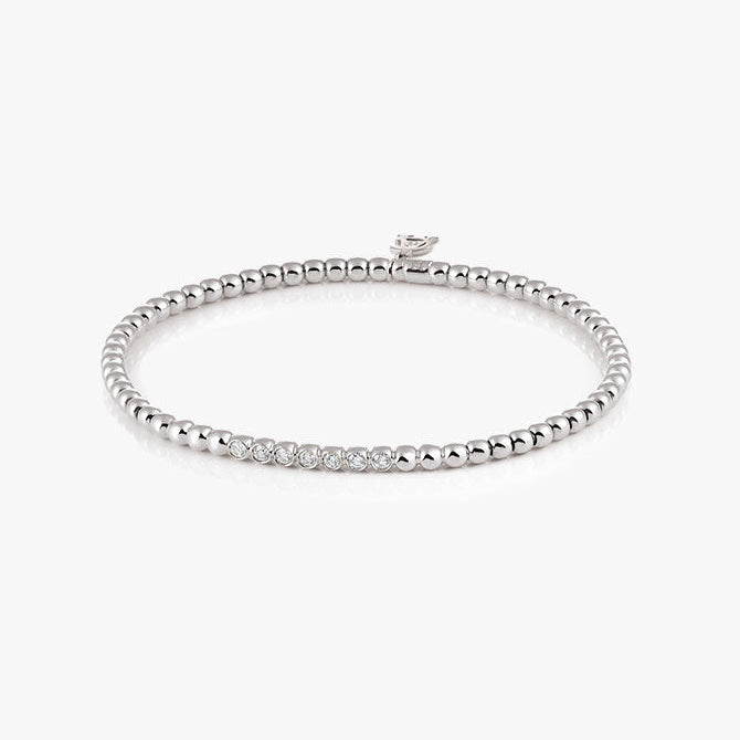 Al Coro Stretchy Bracelet in 18k White Gold with 7 Diamonds