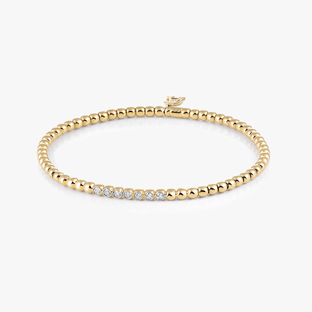 Al Coro Stretchy Bracelet in 18k Yellow Gold with 7 Diamonds