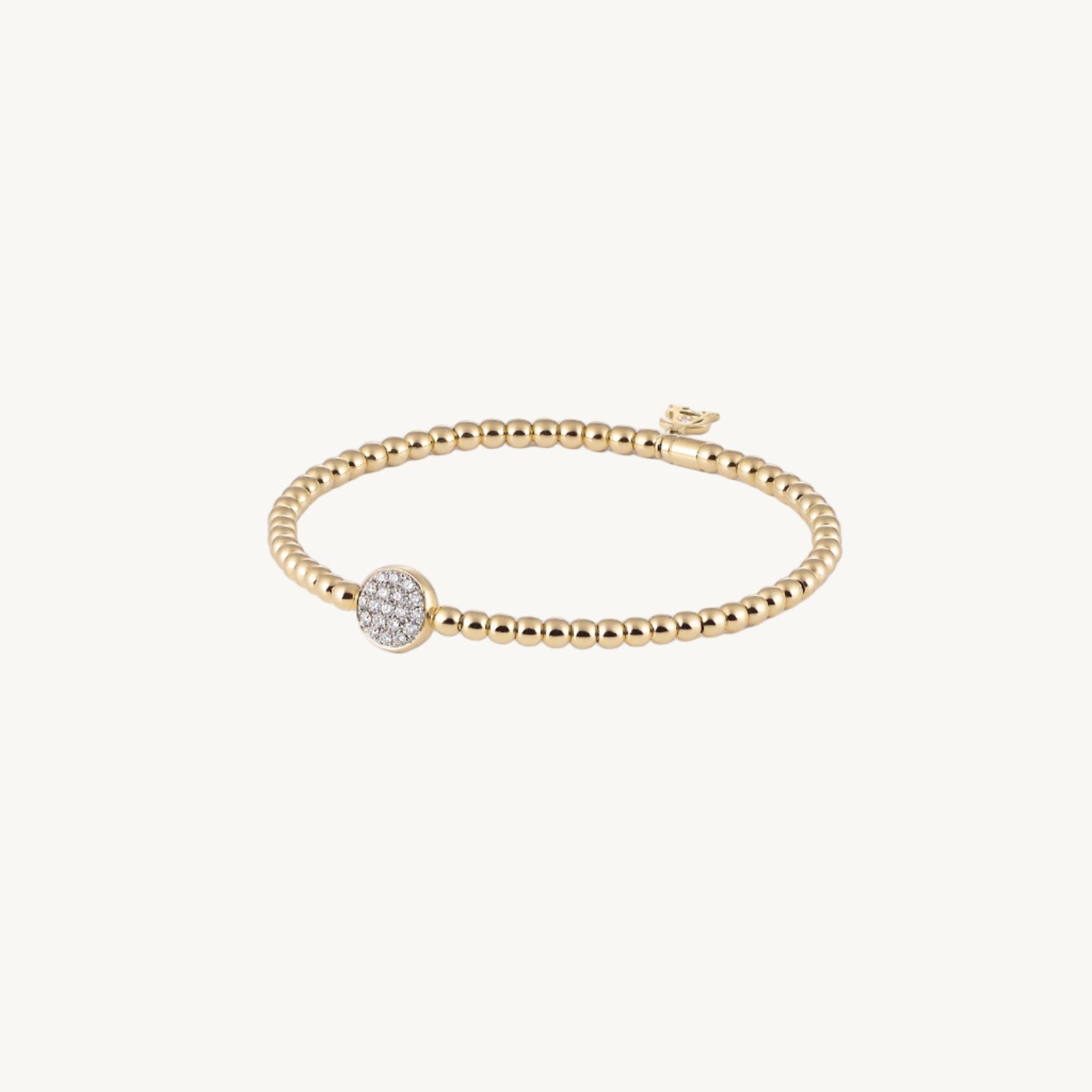Al Coro Stretchy Bracelet in 18k Yellow Gold with Diamond Disc A150G
