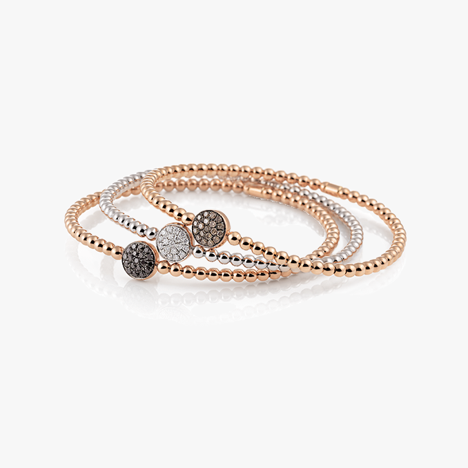 Al Coro Stretchy Bracelets in 18k Rose Gold with diamond discs