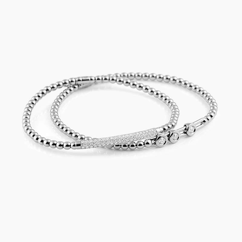 Al Coro Stretchy Bracelet with Diamonds in 18k White Gold