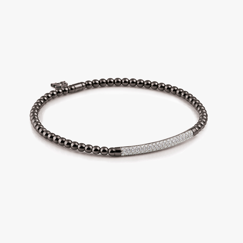 Al Coro Stretchy Bracelet with Diamonds in Black A350B