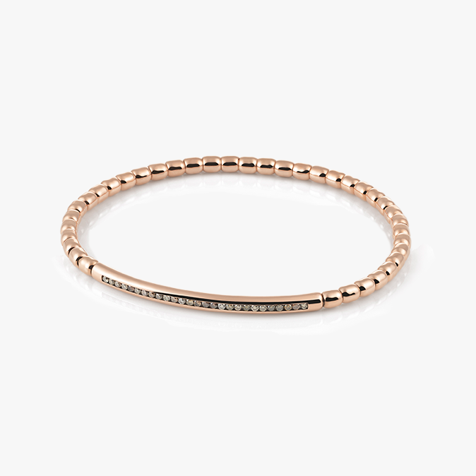 Al Coro Stretchy Men's Bracelet in 18k Rose Gold with Brown Diamonds