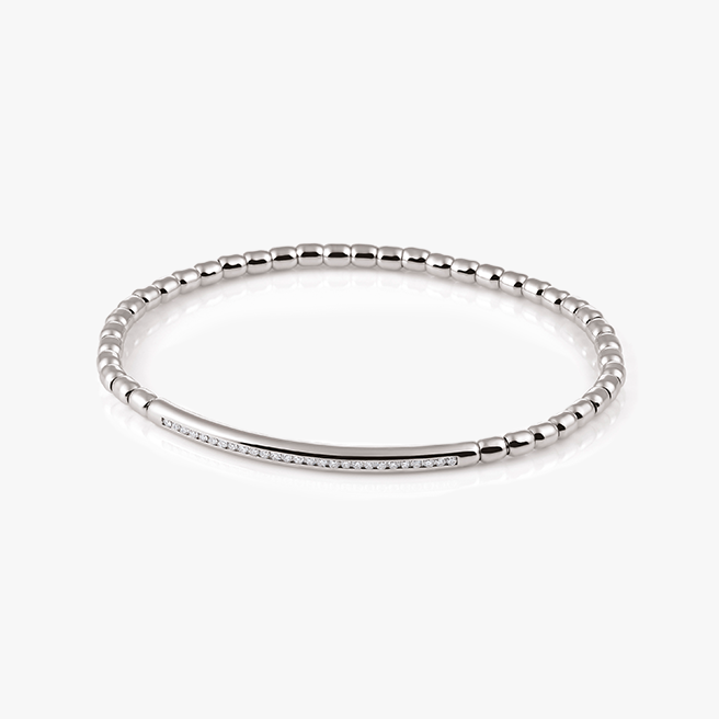 Al Coro Stretchy Men's Bracelet in 18k White Gold with Diamonds