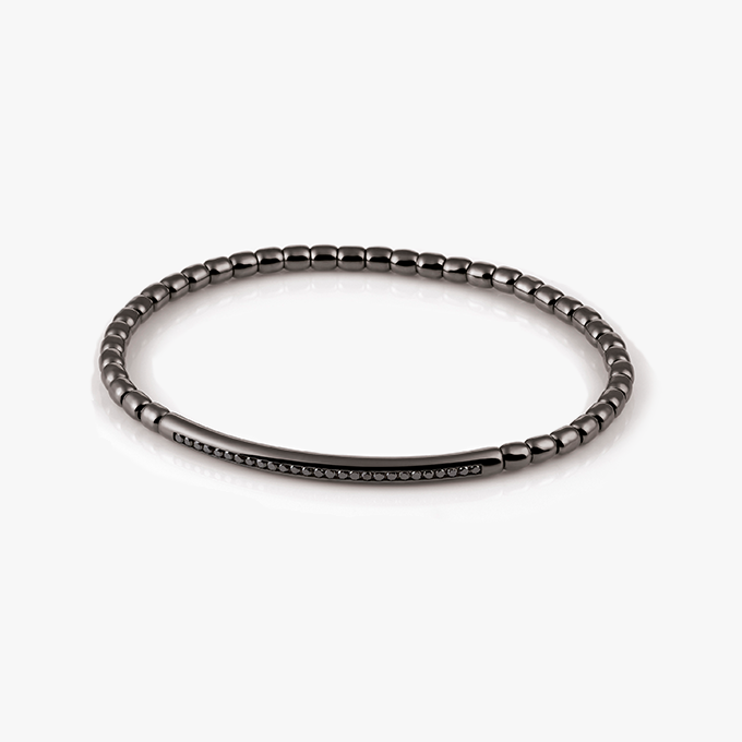 Al Coro Stretchy Men's Bracelet in Black Ruthenium with Black Sapphires