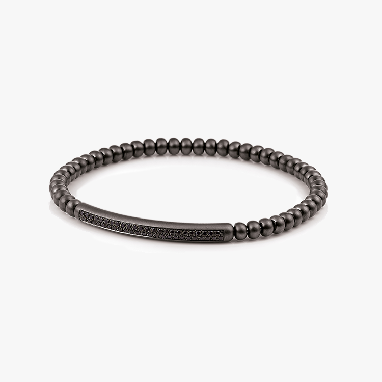 Al Coro Stretchy Men's Bracelet with Double Black Sapphires