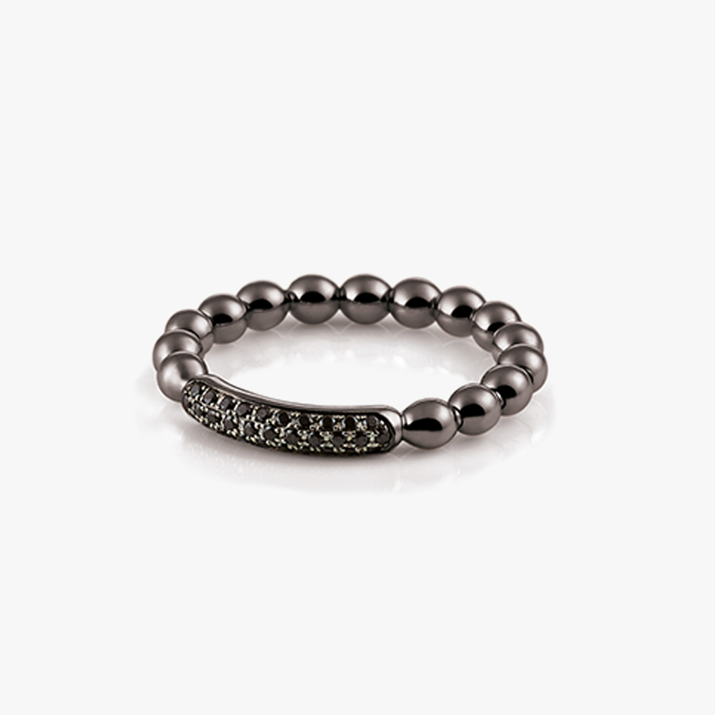 Al Coro Stretchy Ring in Black with Black Diamonds