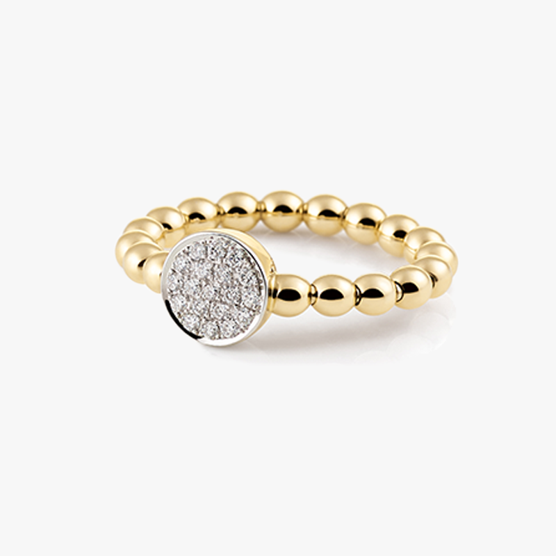 Al Coro Stretchy Ring with Diamond Disc in 18k Gold