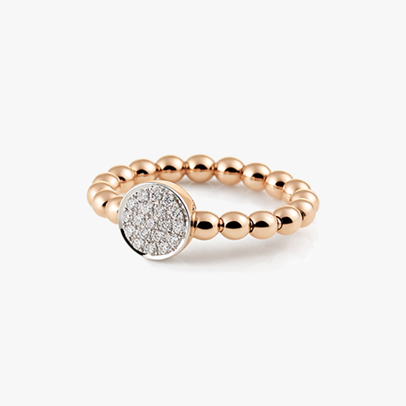 Al Coro Palladio Stretchy Ring with Diamond Disc in 18k Rose Gold