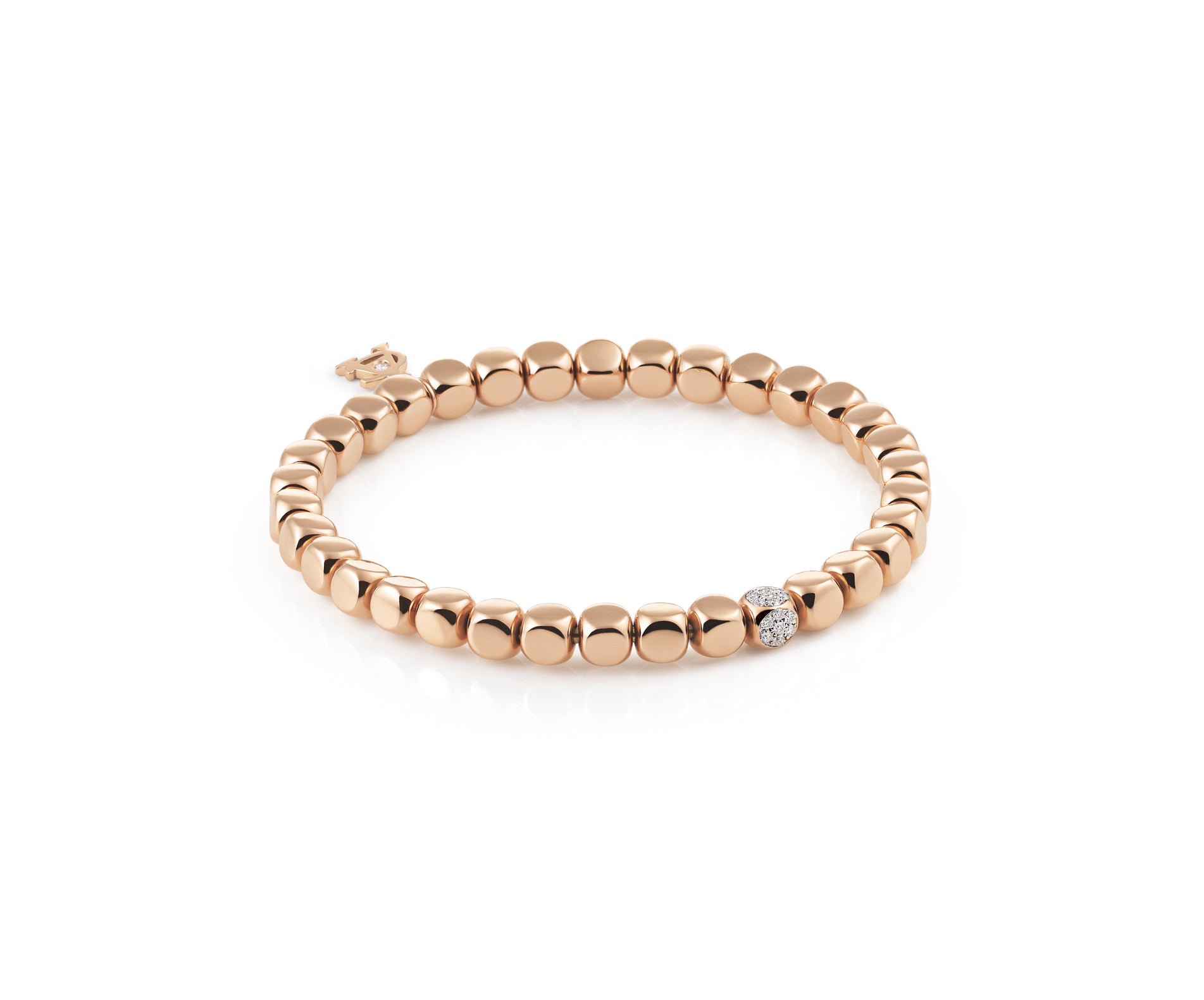 Al Coro Square Stretchy Bracelet in 18k Rose Gold with Diamond Detail - Orsini Jewellers