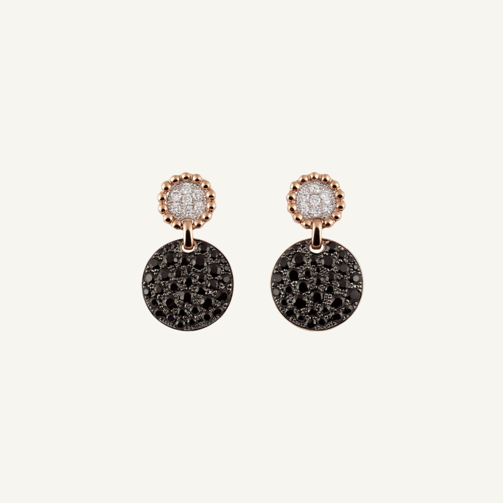 Al Coro Palladio 18kt rose gold earrings with black sapphires E2195BSR