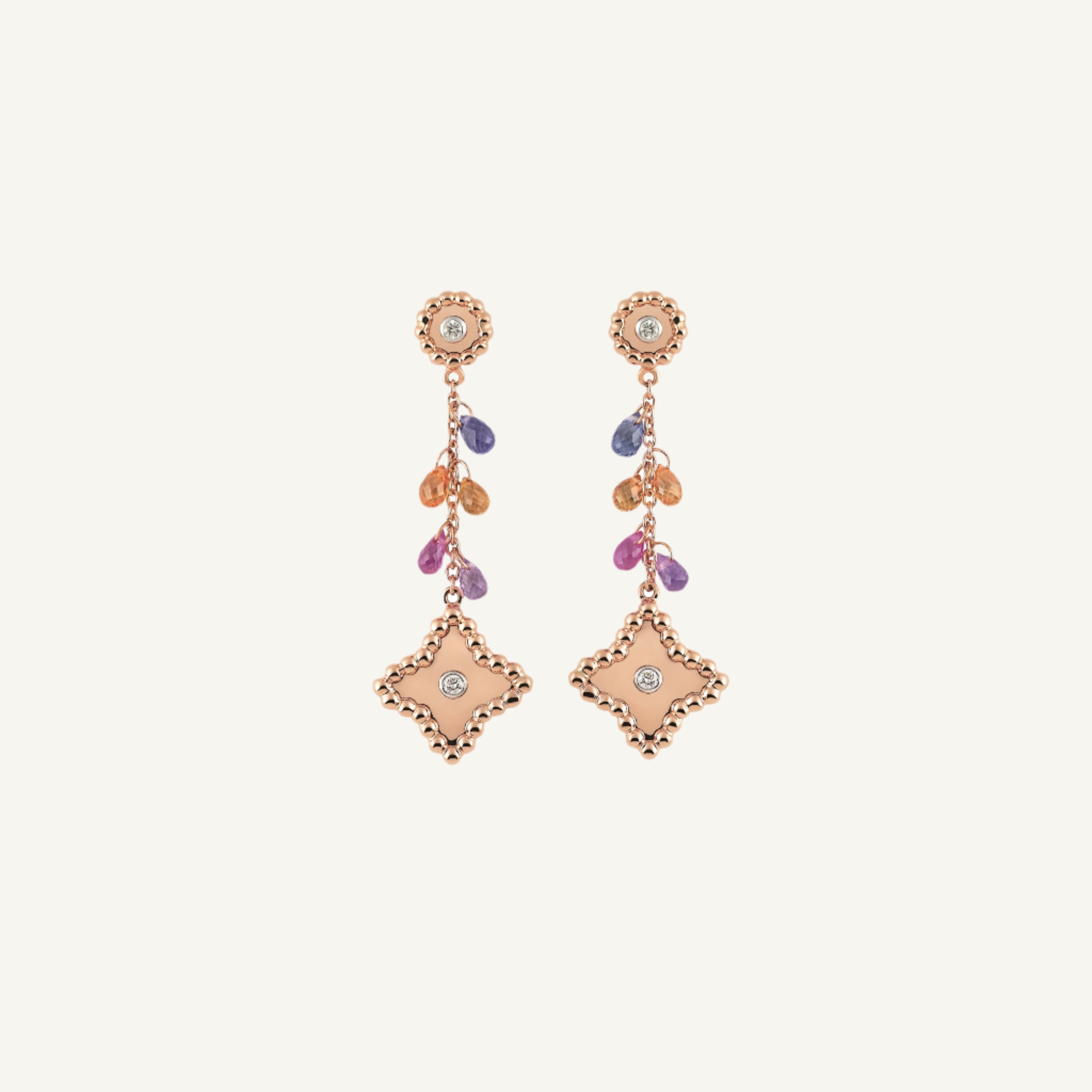 Al Coro Palladio Gemstone Drop Earrings in 18k Rose Gold with Diamonds - Orsini Jewellers NE256R.
