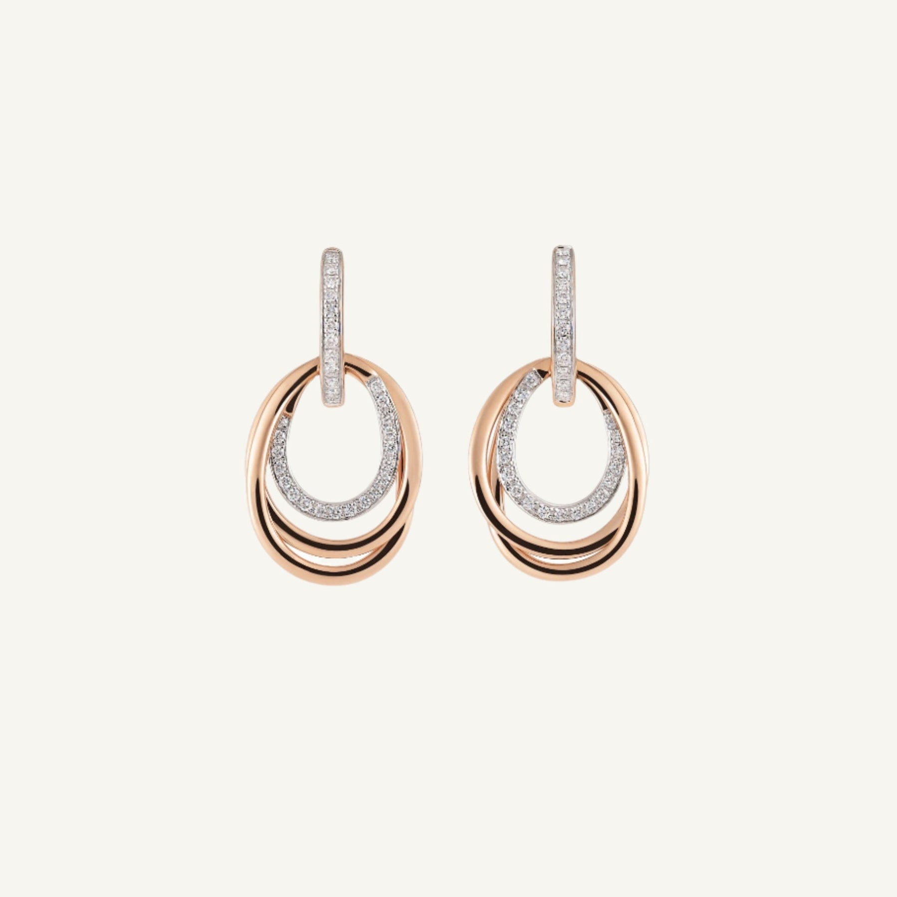 Al Coro Serenata 18k Gold and Diamond Oval Drop Earrings NE919WR