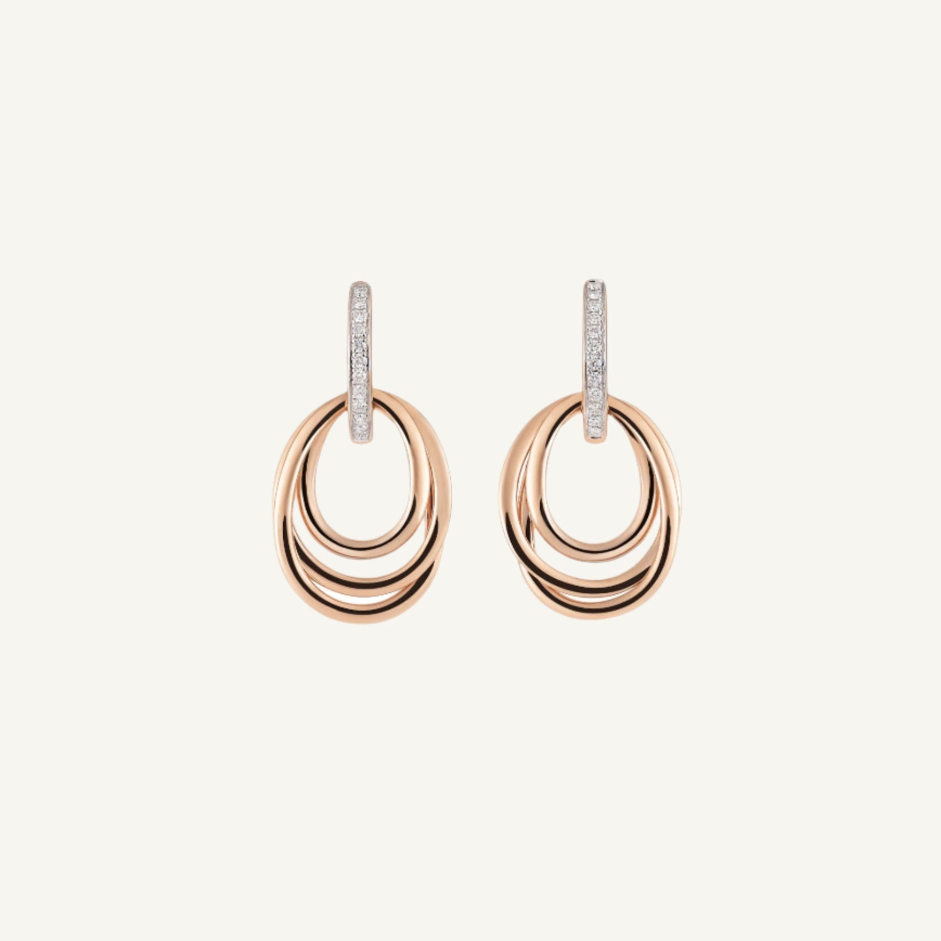 Al Coro Serenata Rose Gold Oval Drop Earrings NE920R