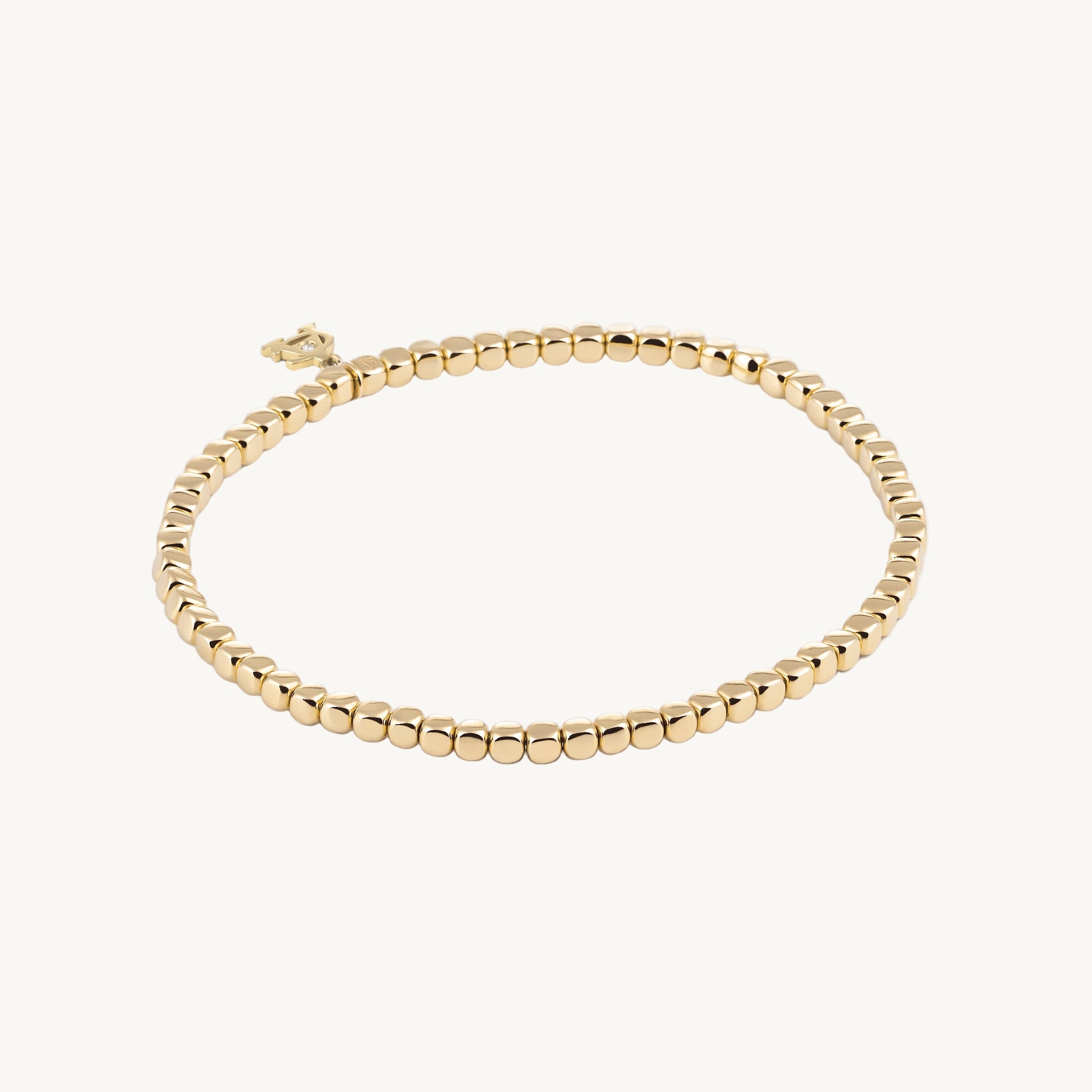 Al Coro Square Stretchy Bracelet in 18k Yellow Gold Small Size Cubes A330G
