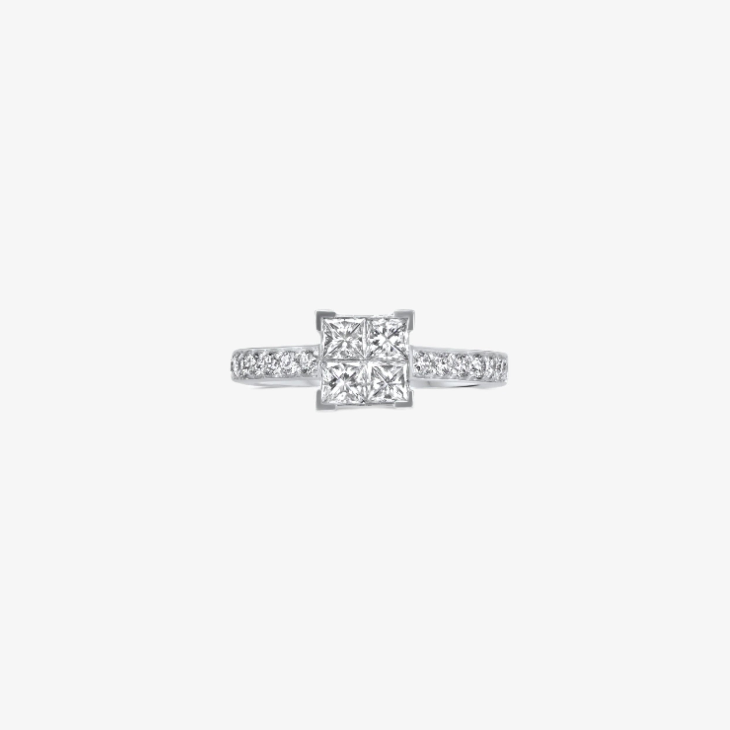 square diamond engagement ring italian made jewellery