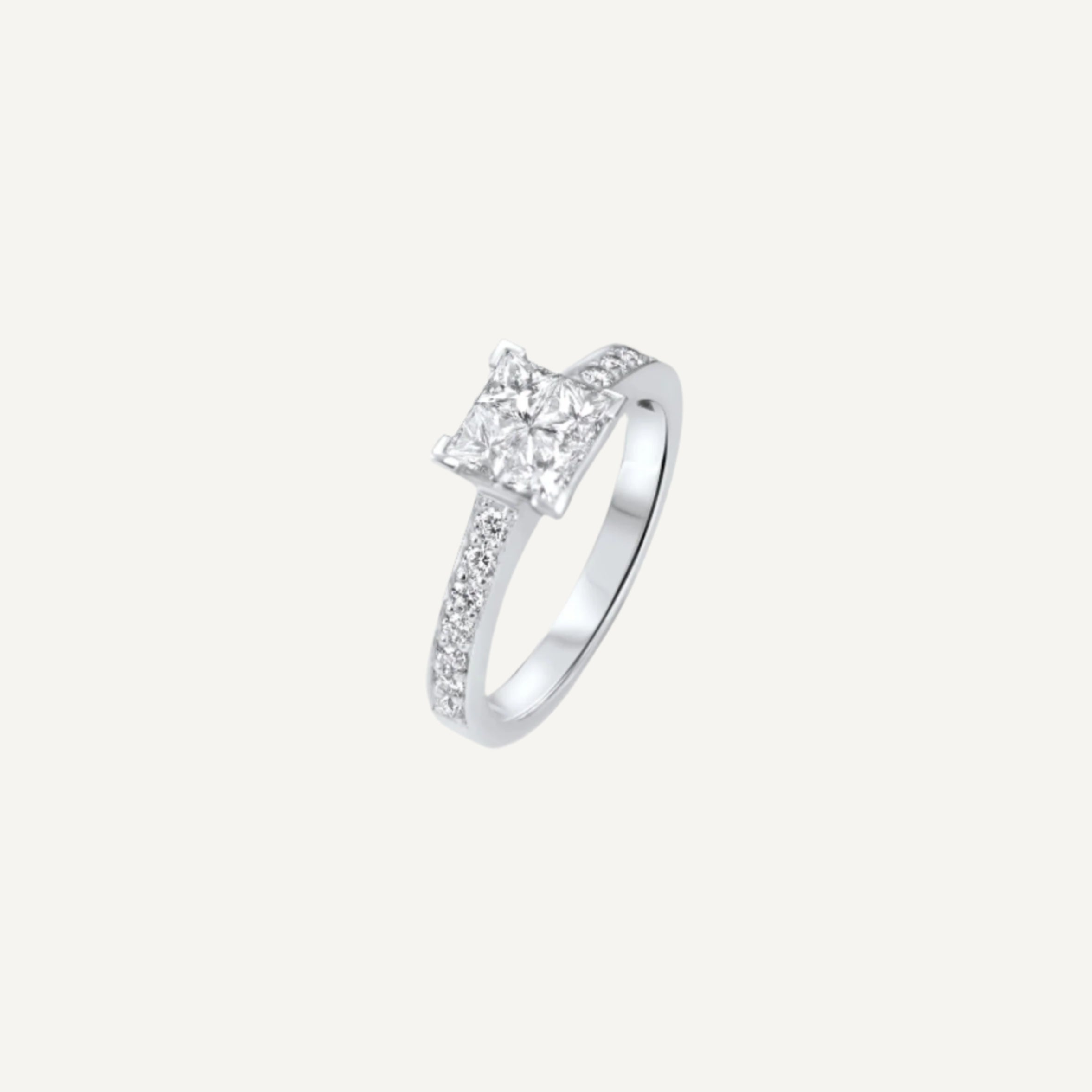 Italian square diamond engagement ring