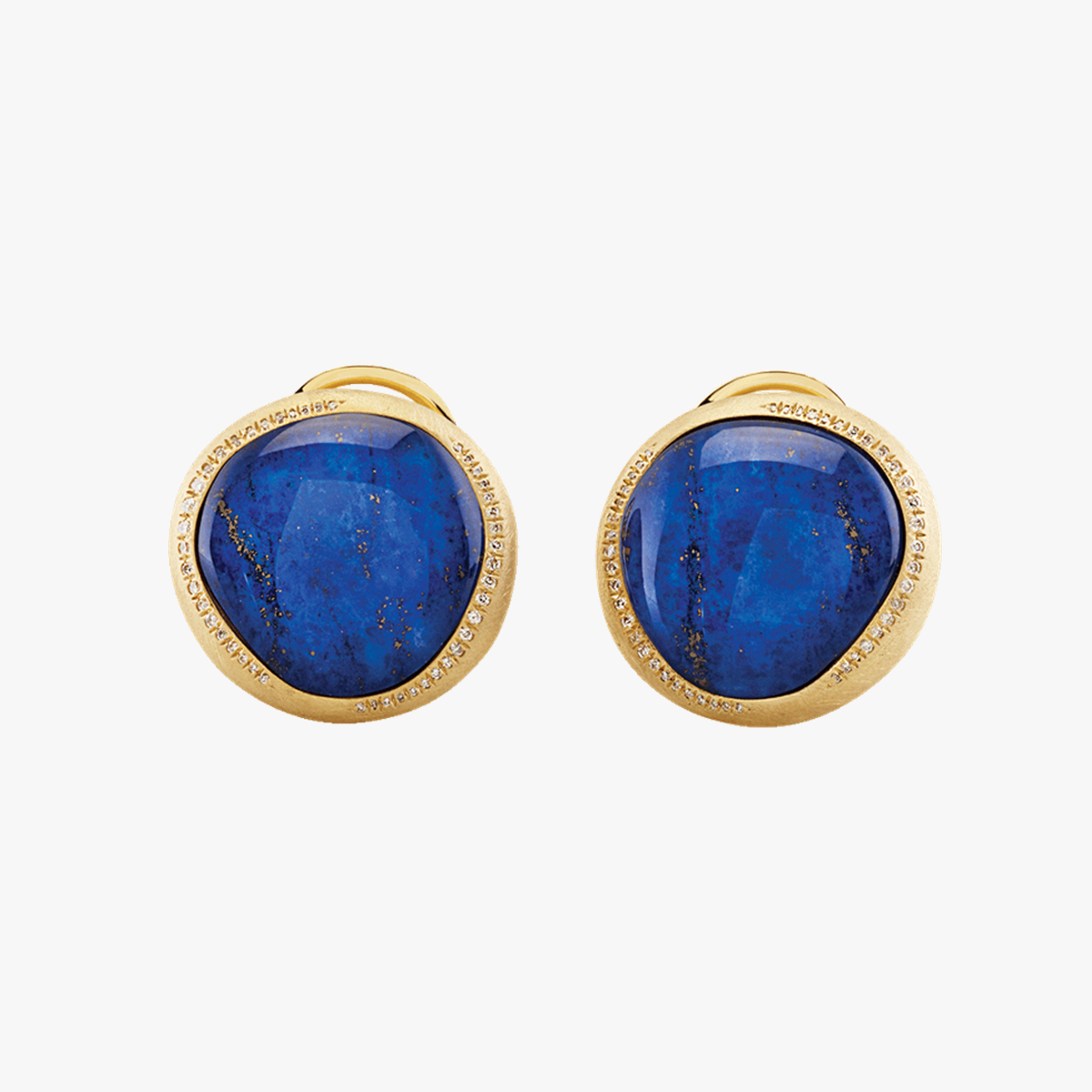 Chantecler Enchante Earrings 18kt satin yellow gold, diamonds, lapis lazuli and rock crystal