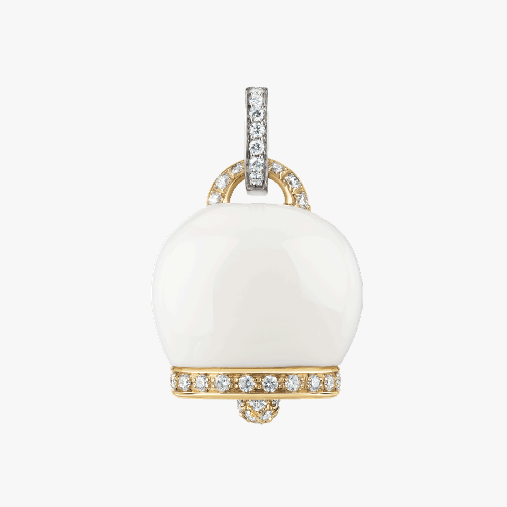 Chantecler Campanella Large Pendant with White Kogolong & Diamonds in 18kt White Gold