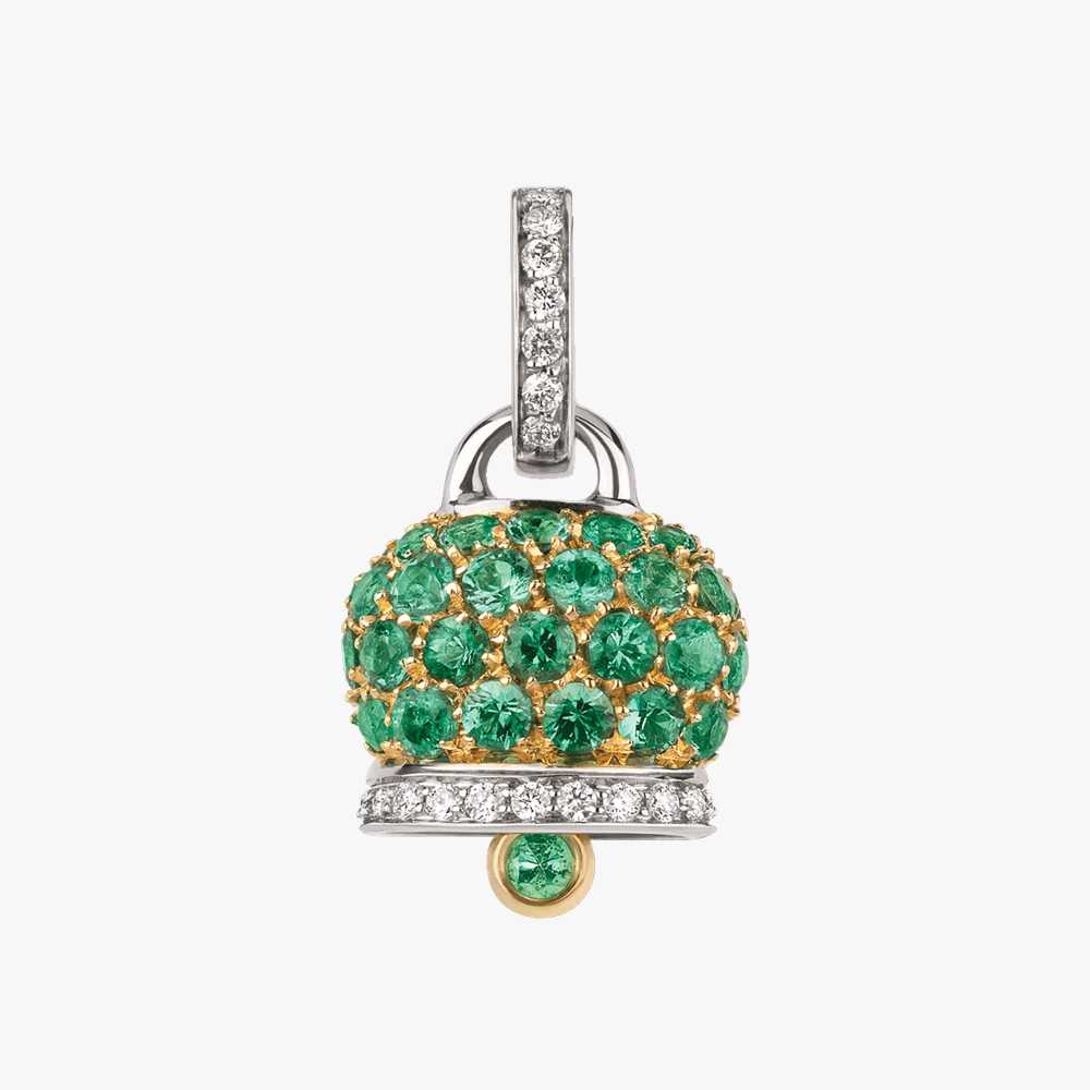 Chantecler Campanella Medium Pendant 18kt White Gold Emeralds & Diamonds